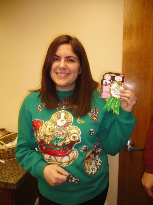 This particular gem managed to snag me the "tacky" prize at the company Christmas luncheon. 